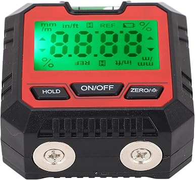 flexman Digital Angle Gauge, Multiple Function Digital Level Box with Horizontal Bubble, Inclinometer Level for Carpentry Building Automobile Masonry Red