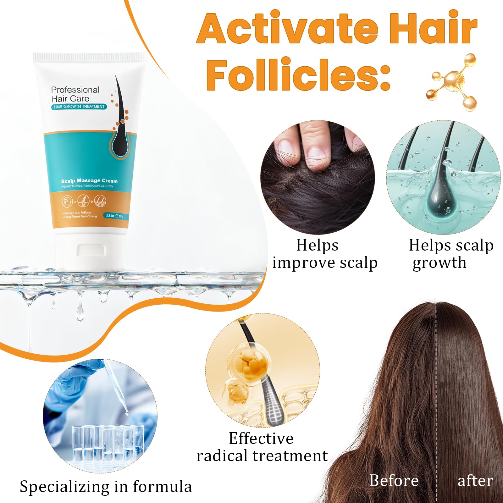 100g Alopécie Crème De Réparation,Crème De massage du cuir chevelu,Cheveux Épais,L'effet d'épaississement pour les cheveux,réduit la perte de cheveux,les soins du cuir chevelu
