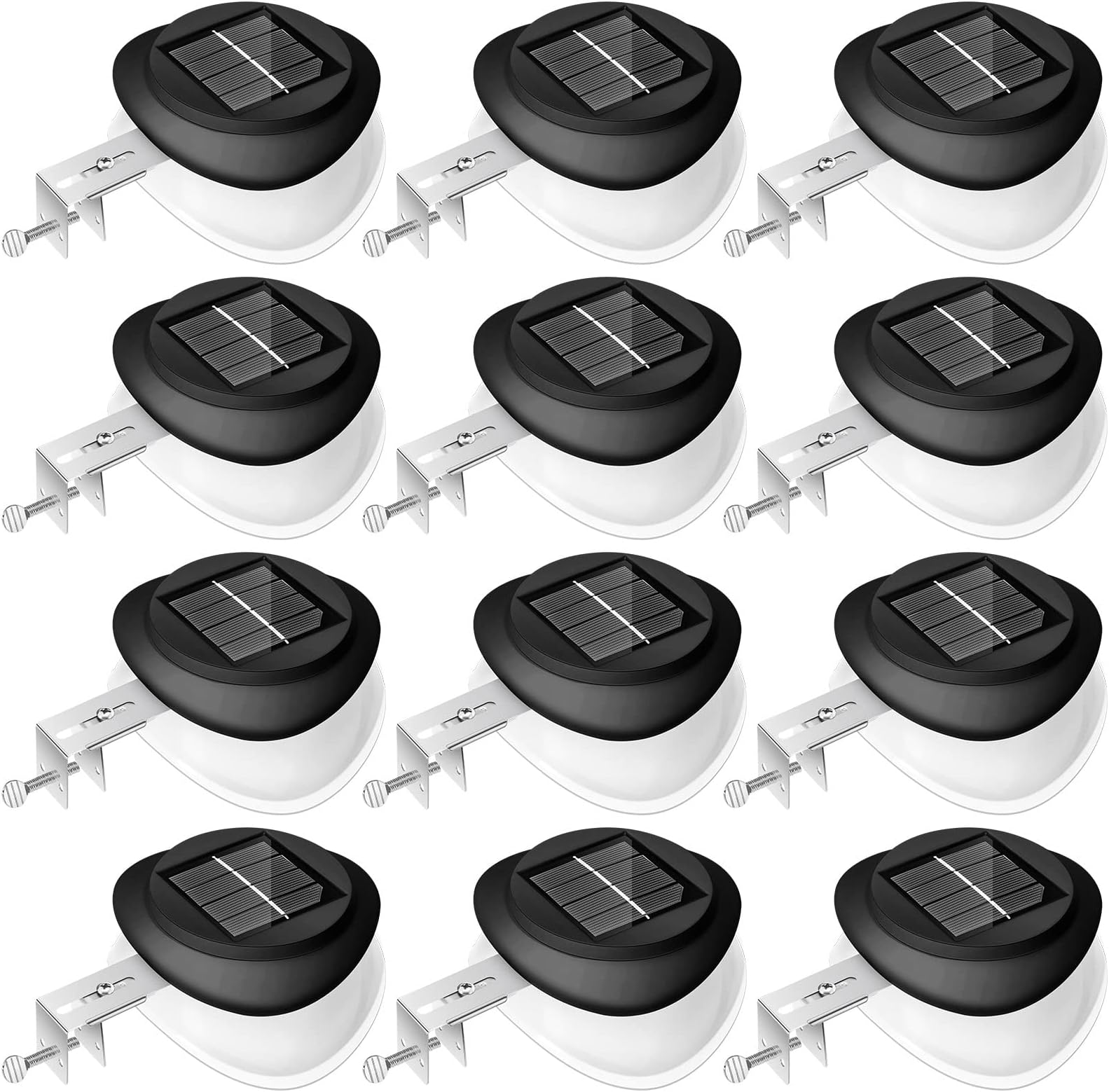 Yinder 12 Pieces Solar Gutter Solar Lights Outdoor 9 LED Waterproof