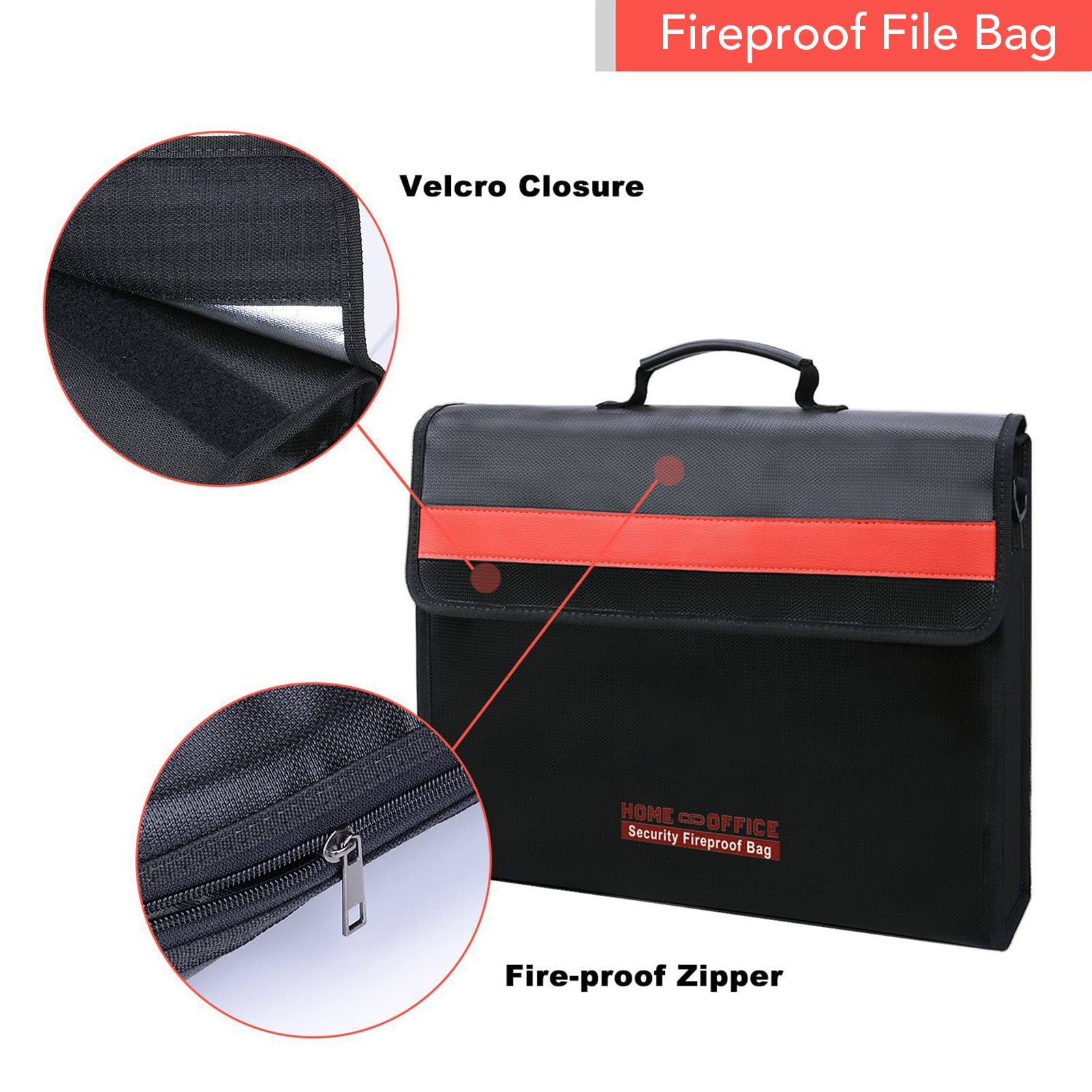 Borsa Sicurezza ignifuga SustVita con striscia riflettente per la sicurezza notturna, borsa portadocumenti ignifuga portatile per documenti e oggetti di valore, 15,3 x 11 x 3,7