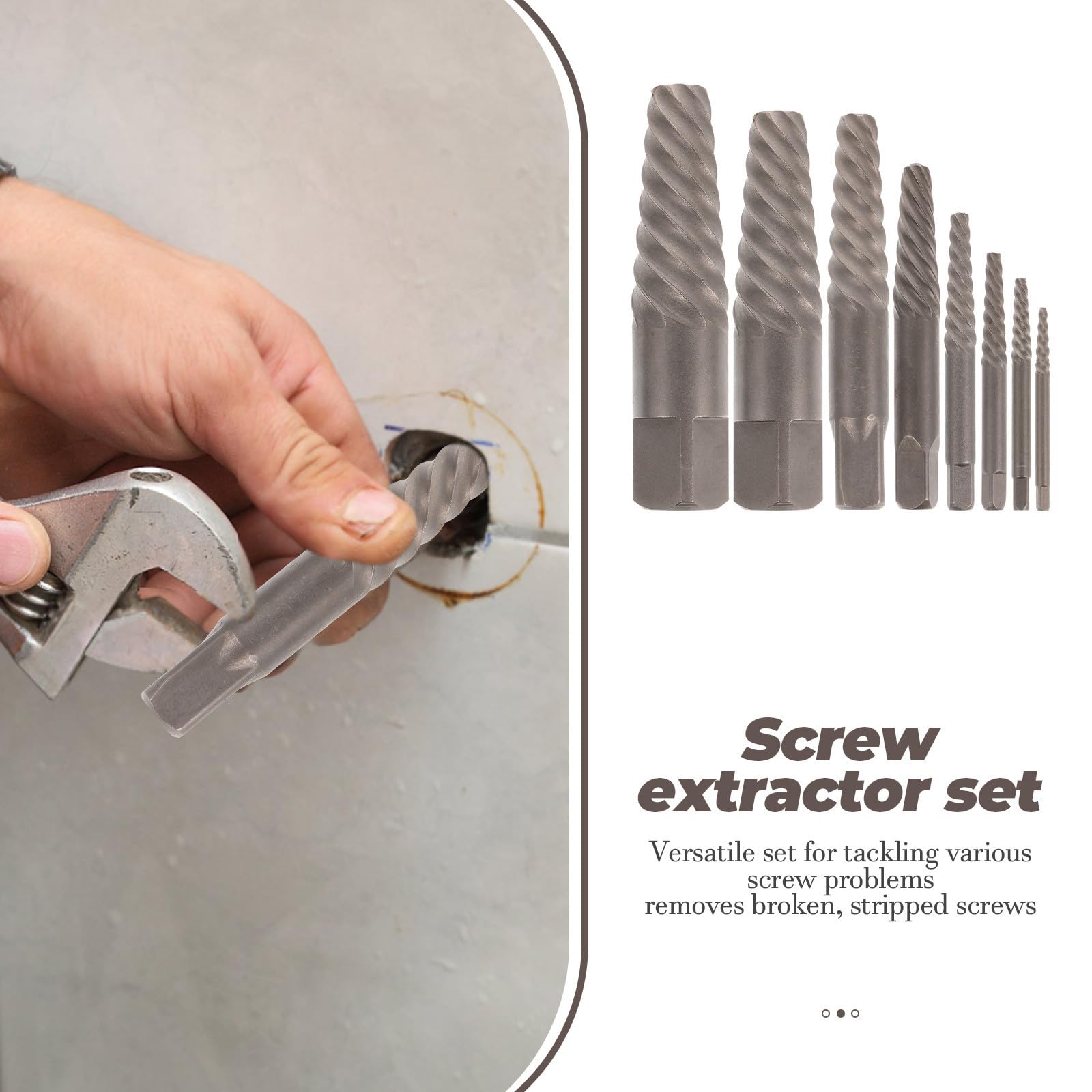 SOLUSTRE Kit Extractor de Pernos Rotos de Acero al Carbono para Proyectos DIY y Reparaciones Hogar, Herramienta Eficaz para Quitar Tornillos Pelados y Dañados