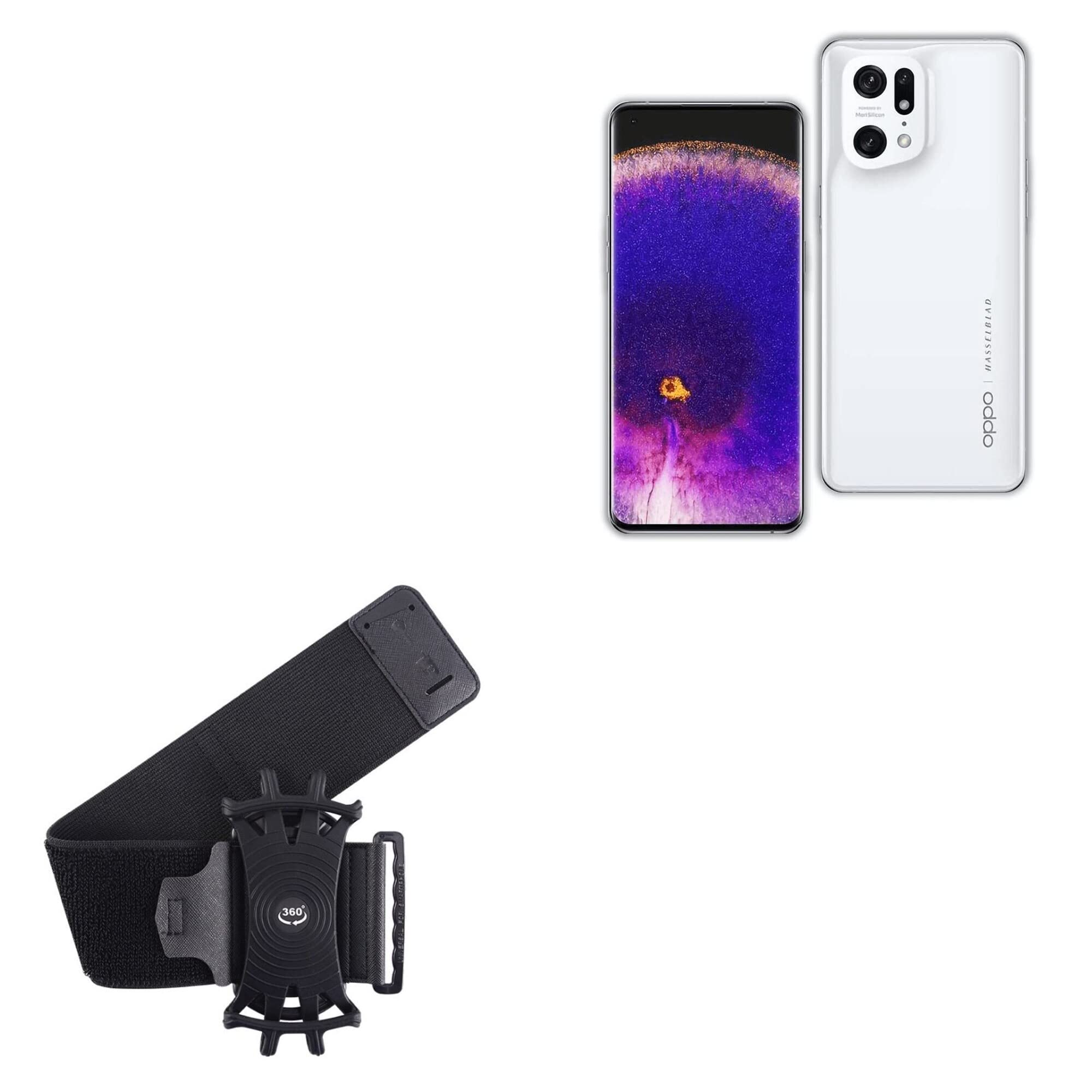 BoxWave Holster Compatible with Oppo Find X5 Pro - ActiveStretch Sport Armband, Adjustable Armband for Workout and Running - Jet Black