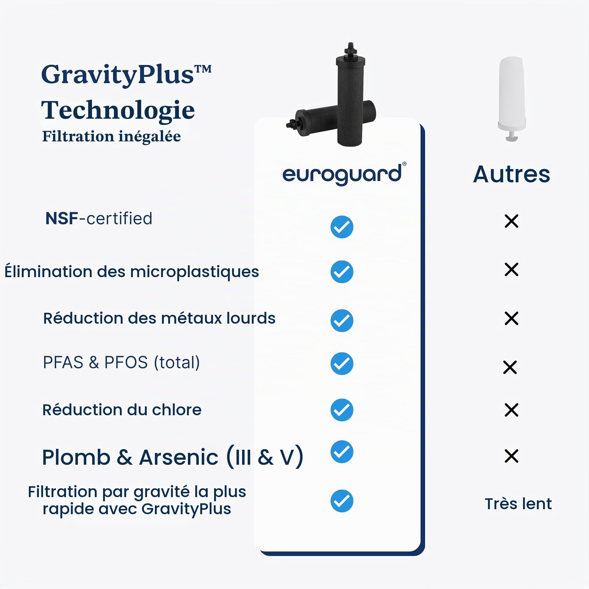 Système de Filtration d’Eau par Gravité en Acier Inoxydable 304 | Avec Support Inox | Finition Miroir ou Mate | 2 Cartouches Incluses | Robinet Inox (Argent Brillant, 6L)