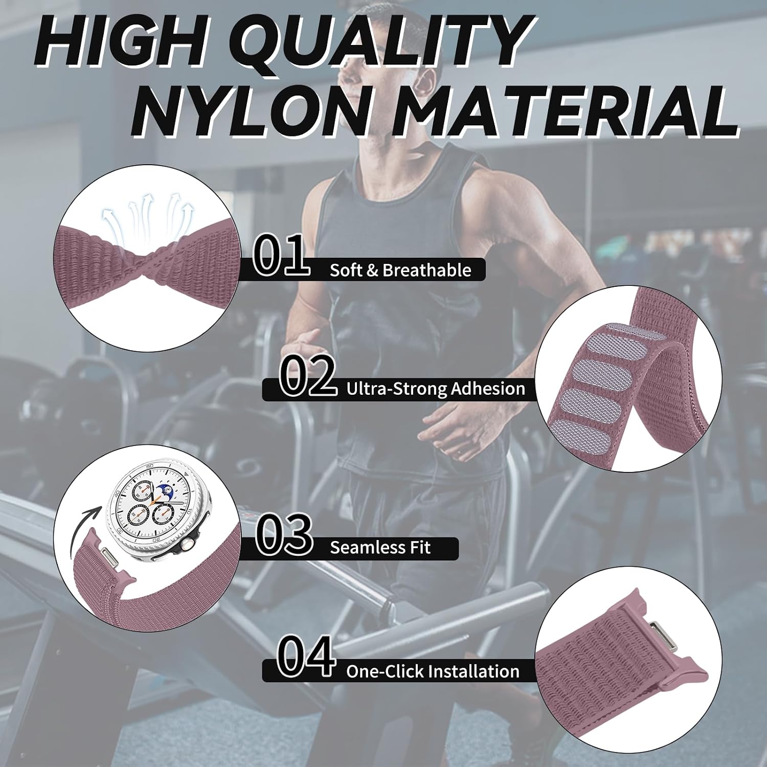Sport Ankle/Arm Band Compatibel with Galaxy Watch 9/8 Band 40mm 44mm/Galaxy Watch 8 Classic Band 46mm Men/Women,Elastic Nylon Arm Bands for Samsung Galaxy Watch 9/8 40mm 44mm image 3