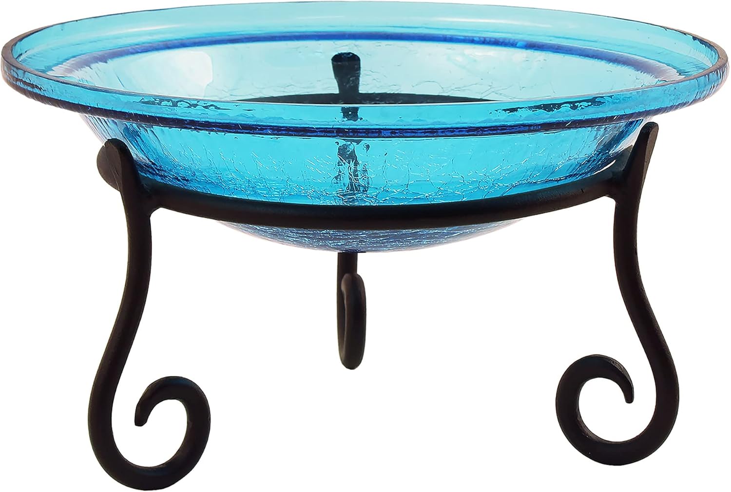 Achla Designs 201-7023 12 Inch Teal Crackle Short Stand Birdbath