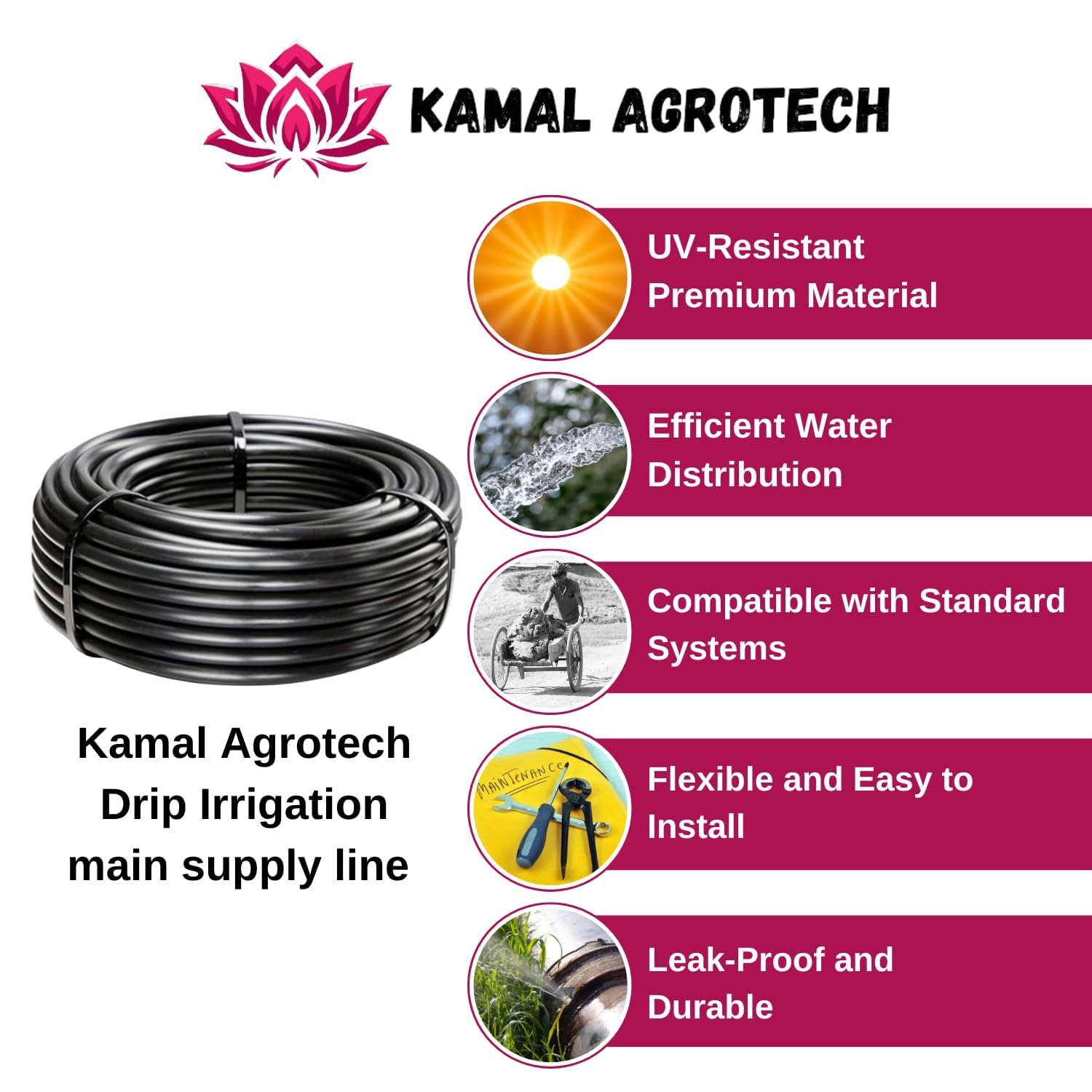 Drip Irrigation Pipe - 50 Meter Main Supply Line -6