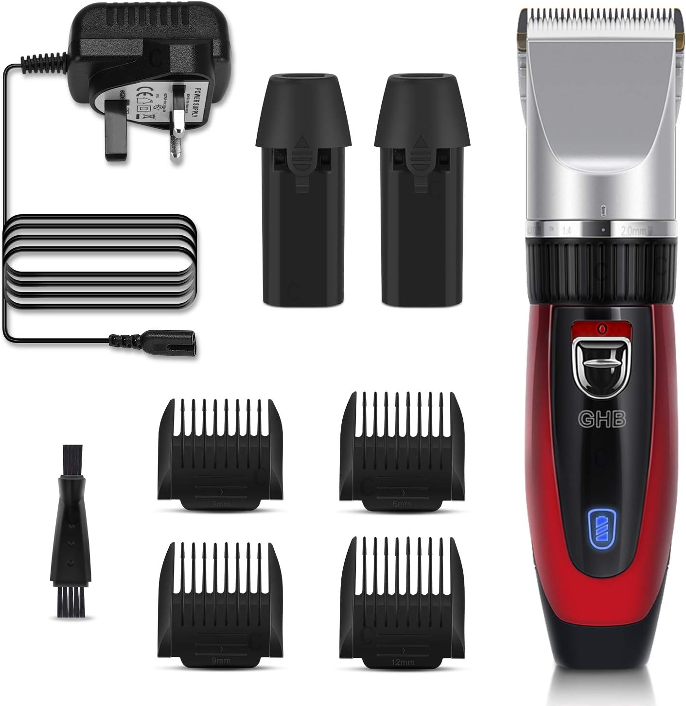 GHB Hair Clipper Rechargeable Hair Trimmer Electric Cordless Haircut Kit Ceramic Blade for Men Kids Adults