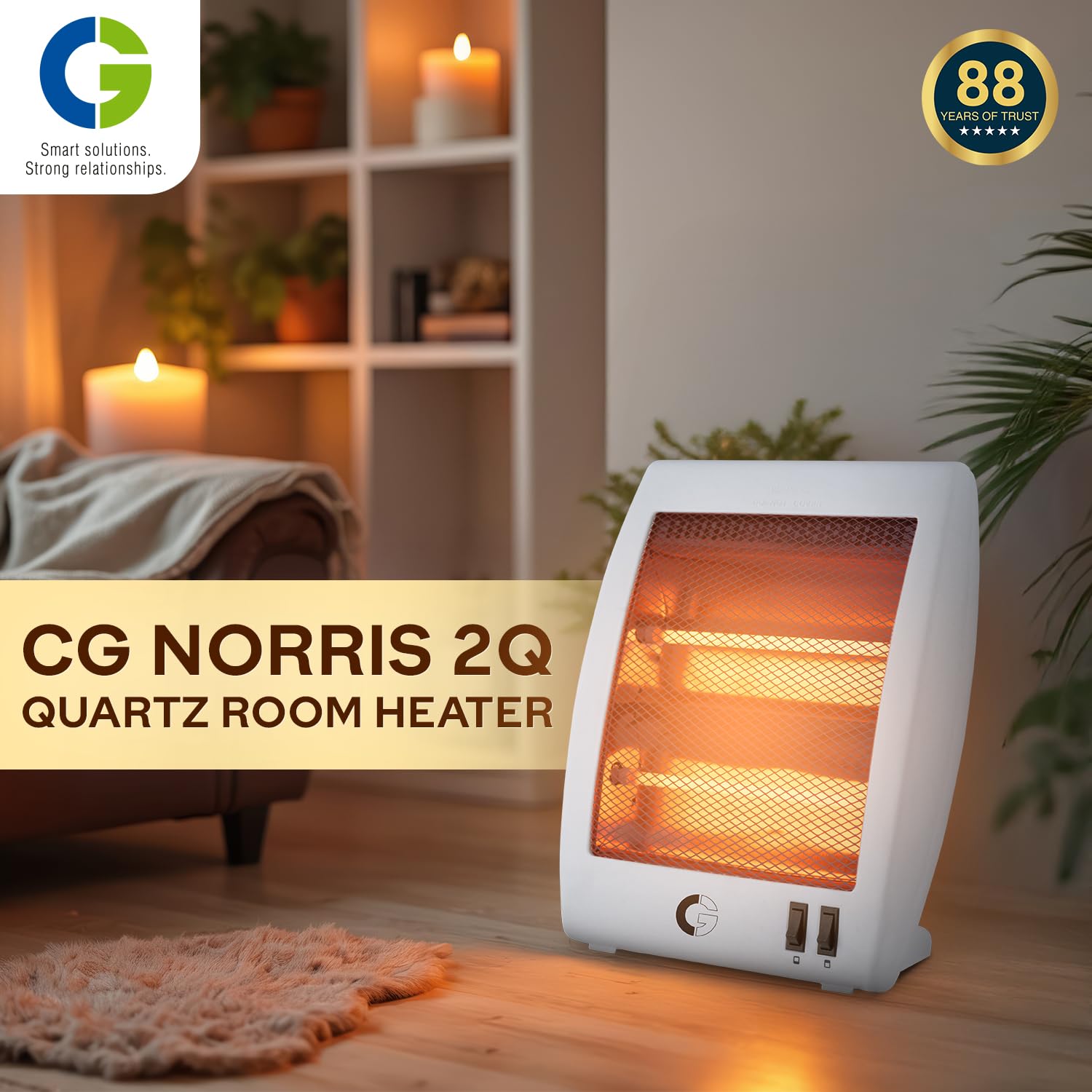 CG Norris Quartz Room Heater - 800W, 2 Heat Settings -2