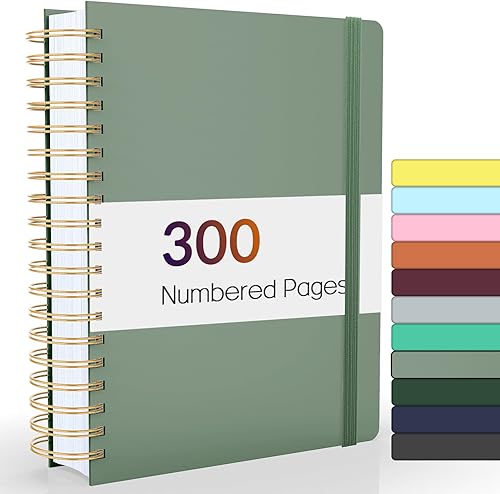 Miniatura 8 de Forvencer Cuaderno rayado en espiral con 300 páginas numeradas, diarios gruesos A5 para escribir con papel de 3.53 ozm, cuadernos de tapa dura con