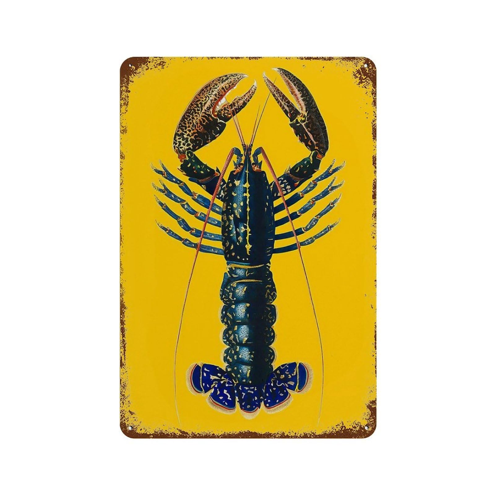 xiaoxiaoshen Lobster Art Print, Bright Yellow Wall Decor Art Metal Tin Poster Modern Home Decor Art Home Bar Shop Decorations Vintage Sign 30x20cm