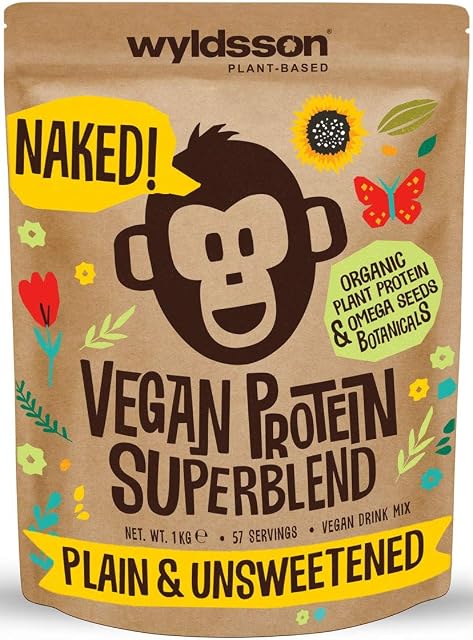 Naked Vegan Protein Powder Super Blend (1kg - 57 Servings) Unsweetened, with Vital Minerals, Organic Plant Based Protein with Omega Blend & Botanical Essentials, Dairy Free, Plain & Unflavoured 1kg