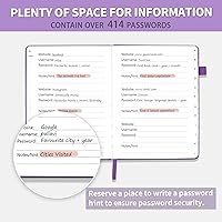 Vista 4 de Libro de contraseñas con pestañas alfabéticas, protector de contraseñas de tapa dura, organizador de cuadernos de contraseñas para computadora