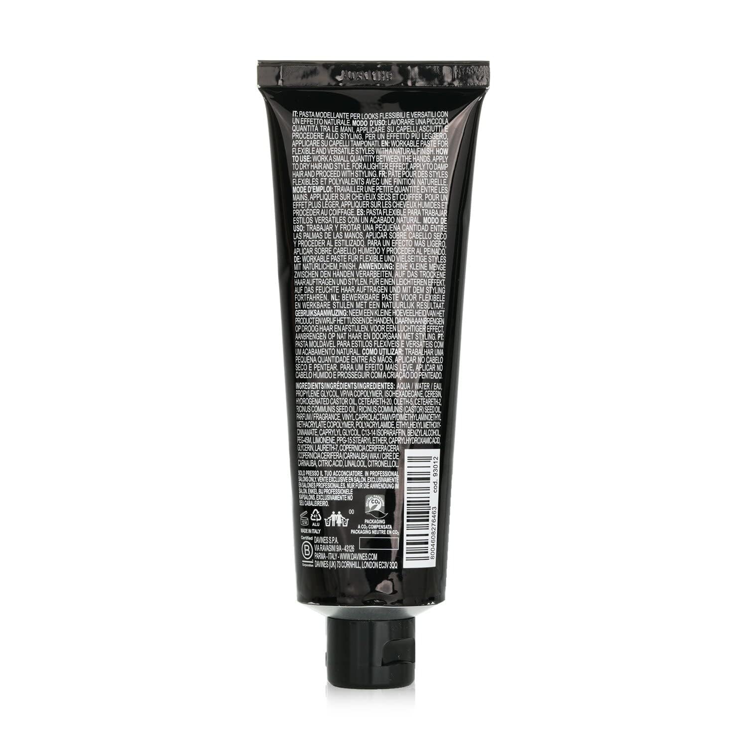 Davines Pasta & Love Medium-Hold Styling Paste, Workable Hair Paste - Provides Satin Finish, Texture & Elastic Hold for Versatile Men's Styling, 4.23 Fl Oz