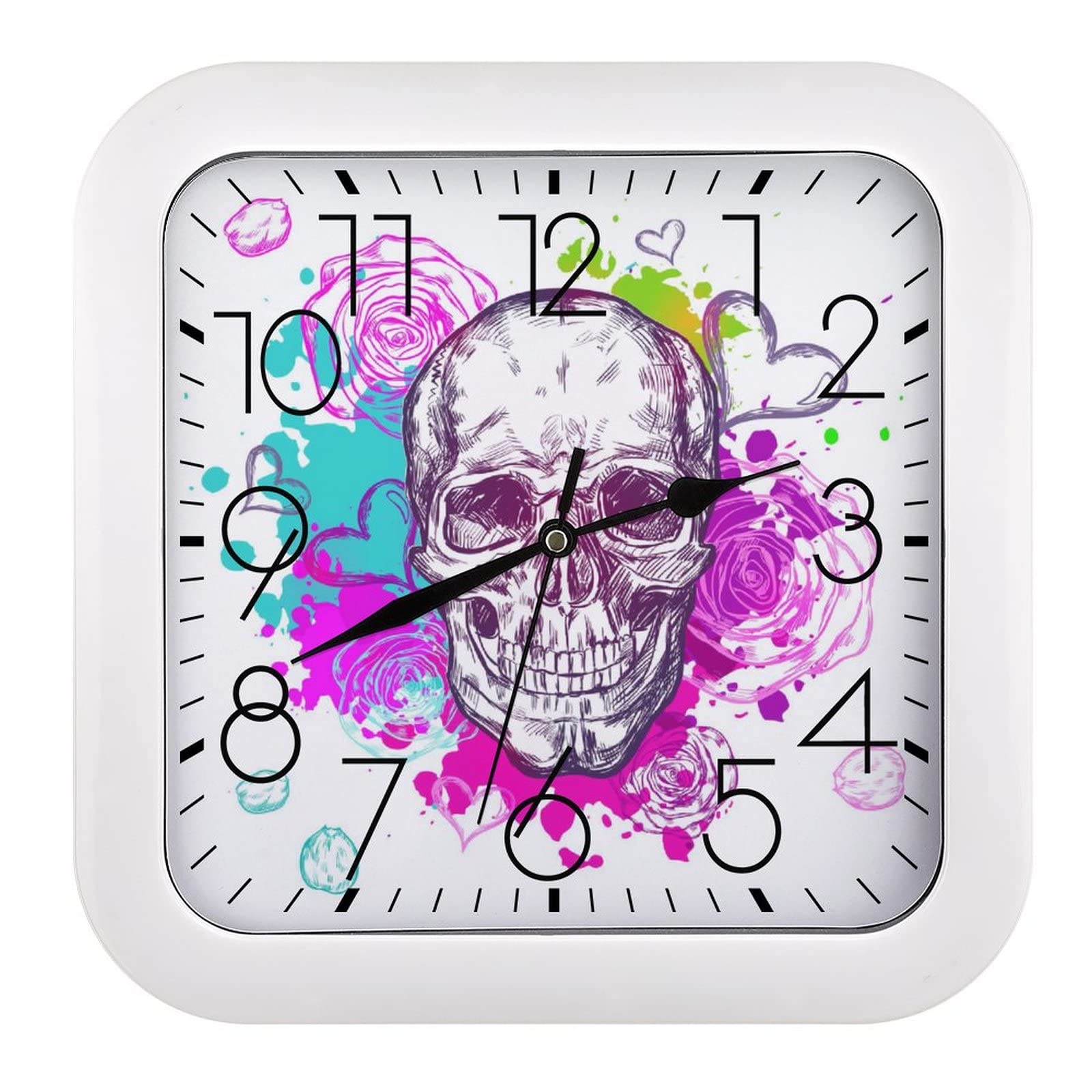 Horloge murale crâne coloré pour salon et cuisine moderne