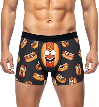 Funny Boxers for Men Novelty Hotdog Dumpster Underwear Mens Briefs Shorts for Fathers Day Gag Gifts Adults Prank