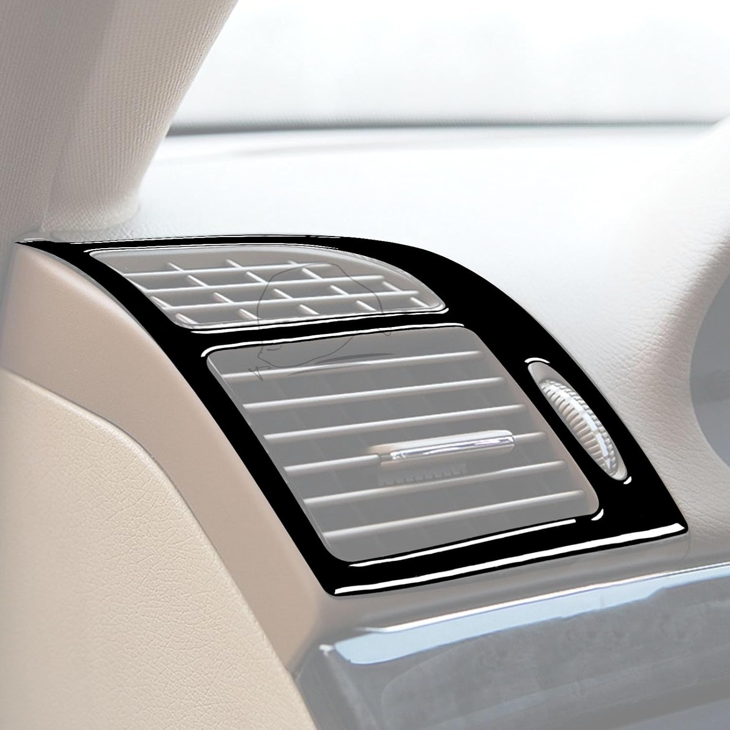 Compatible with Mercedes Benz E Class W211 2003 2004 2005 2006 2007 2008 2009 Car Carbon Fiber Accessories Dashboard Air Vent 2pcs Protective Cover Sticker (Piano Black)