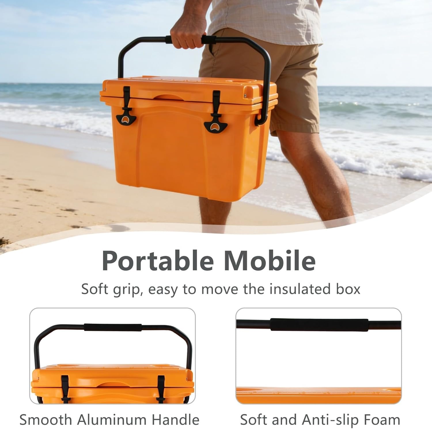 20/25 QT Cooler, Outdoors Ultra-Tough Hard Shell Ice Chest with Handle – Compact Portable Cooler Keeps Ice Up to 5-6 Day Retention for Outdoor Adventures, Site, Beach, Boating,Tailgates