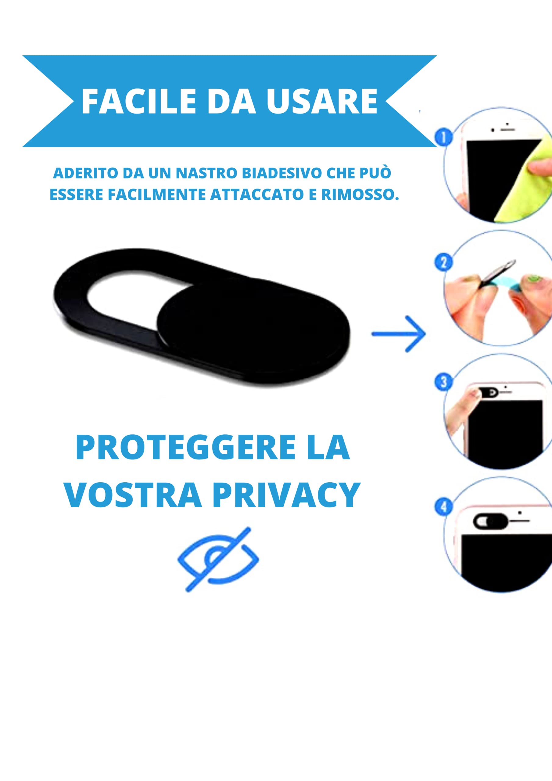 Copri Webcam-[3 Pezzi]-Webcam Cover-Panno Microfibra-Camera Cover-Webcam Ultra Sottile-Copri Telecamera PC-Computer Portatile-Laptop-MacBook Air-iMac-iPad-iPhone-Tablet-Smartphone-Noteboook-Webcam-