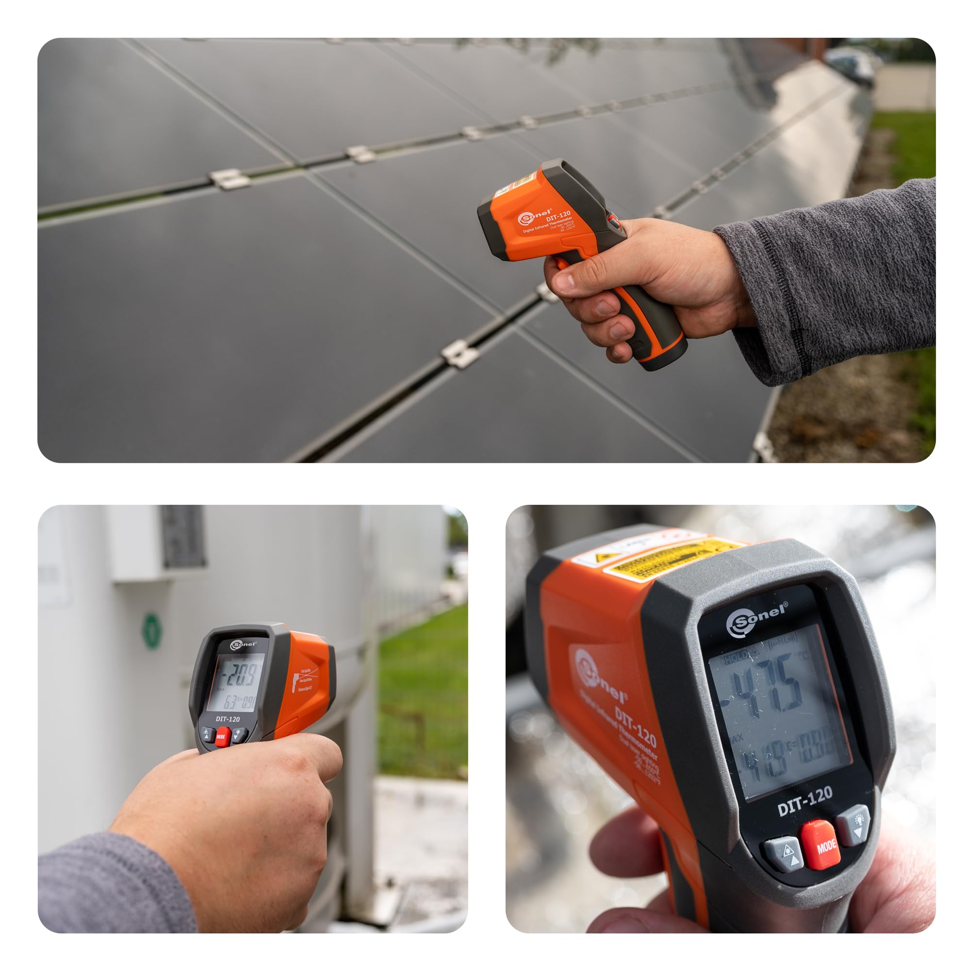 SONEL DIT-120 Termometro Infrarossi, -50°C...650°C, Rapporto D:S, Risoluzione da 0,1°C e 0,1°F, doppio puntatore laser