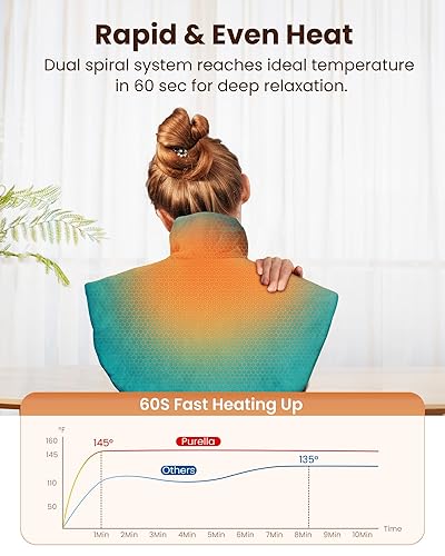 Miniatura 4 de Almohadilla térmica con peso para aliviar el dolor de cuello y hombros, envoltura de calefacción eléctrica, 6 ajustes de calor, 4 temporizadores,