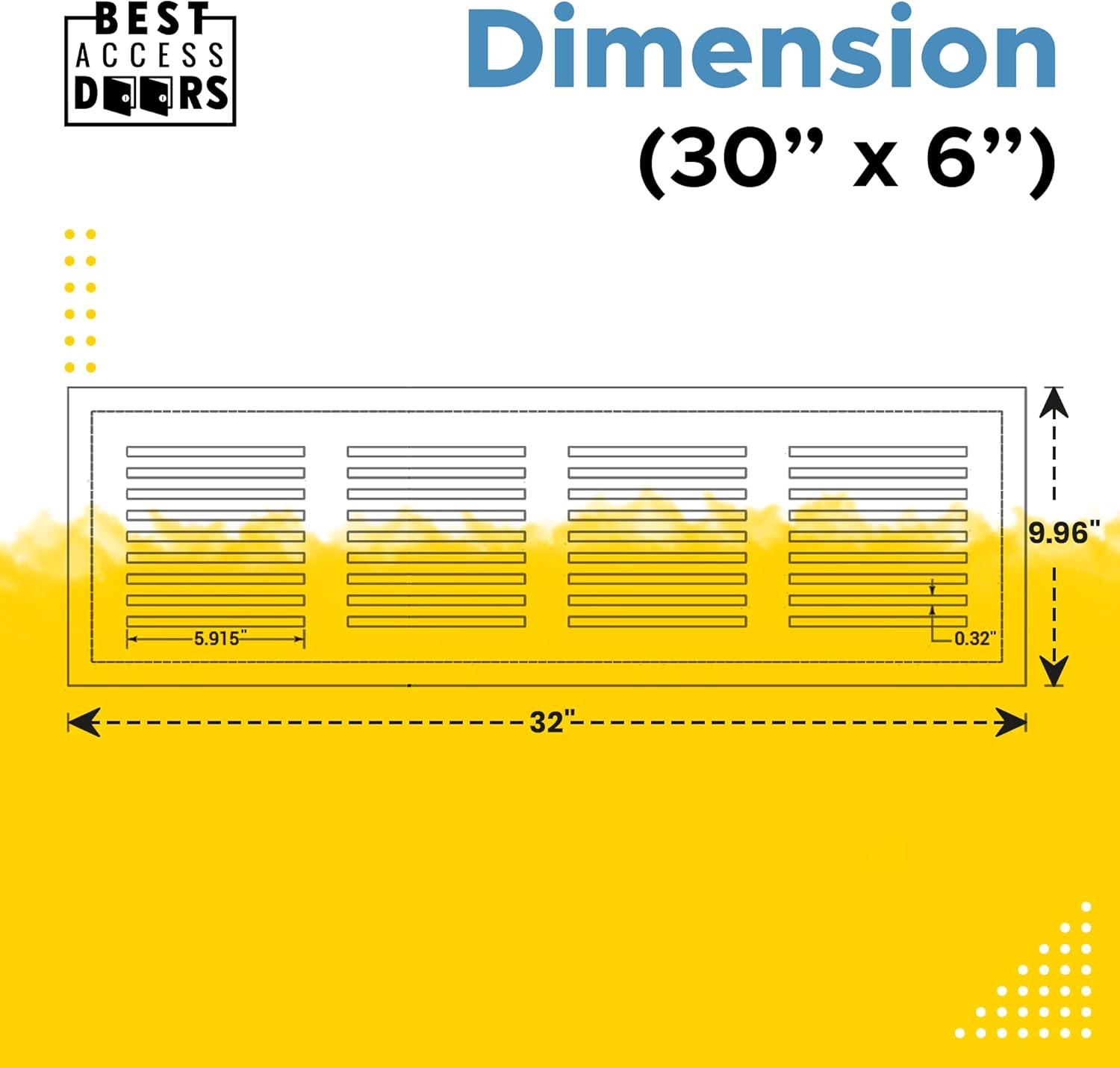Best 30″ x 6″ Invisagrille Flush Permanent Cold Air Return Vent Cover, Paintable Air Vent Covers for Wall, Fiber Reinforced Cement Board Grill, HVAC Vent Cover with Impact Resistant Primer, BA-IG-CA