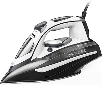 1700W Steam Iron for Clothes, Rapid Heating, 3-Way Auto-Off, Spray Mist, Steam Burst, 14.07oz Water Tank, Adjustable Thermostat Dial