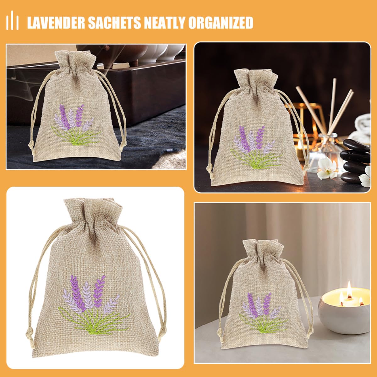 HANABASS 22 Sacchetti in Tela di Juta Chiusura a Coulisse, Sacchetti Profumati alla Lavanda per Gioielli e Piccoli Oggetti, Design Elegante per Casa e Regali