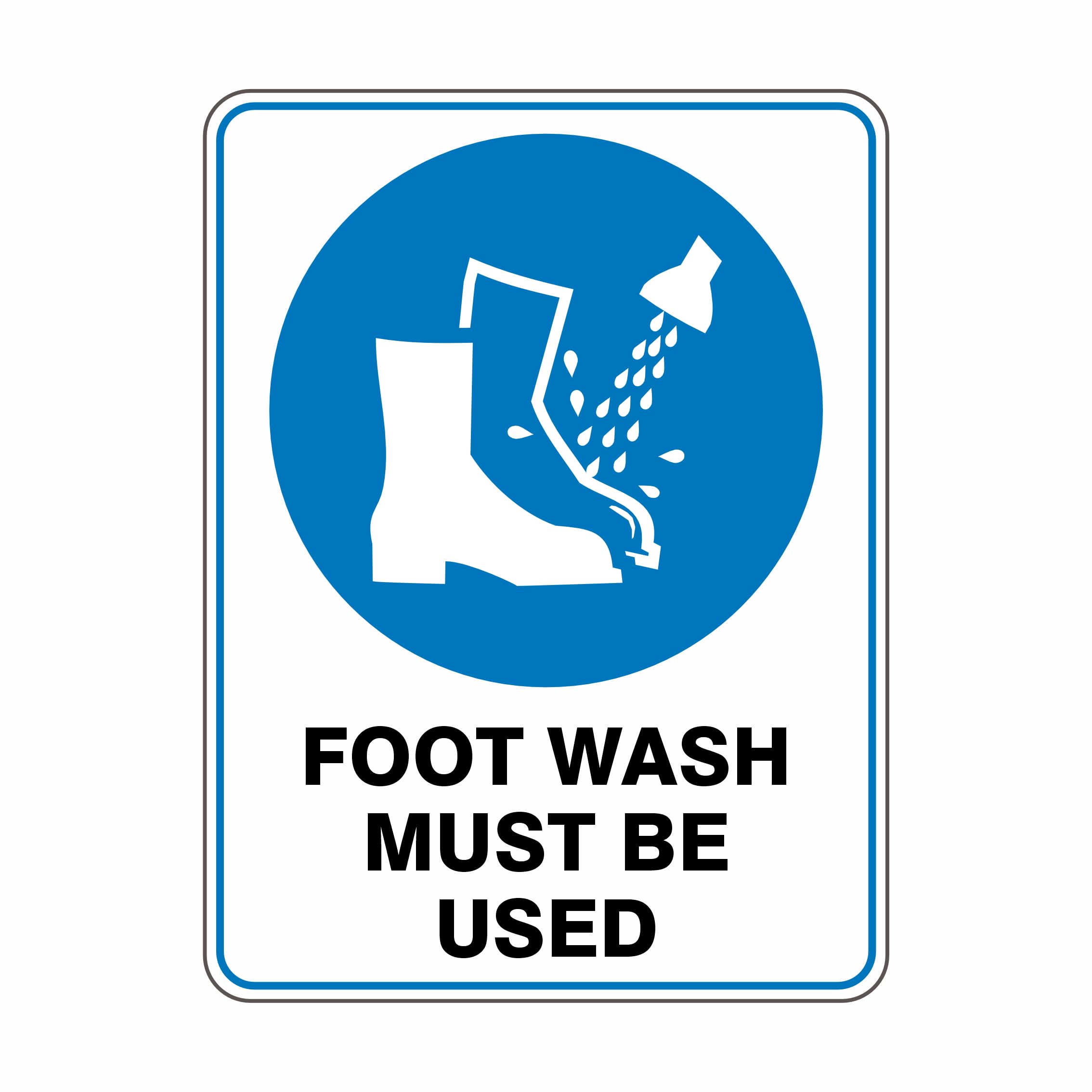 Foot Wash Must Be Used Mandatory Signs Metal Tin Sign 8 x 12 inch for Industrial & Commercial