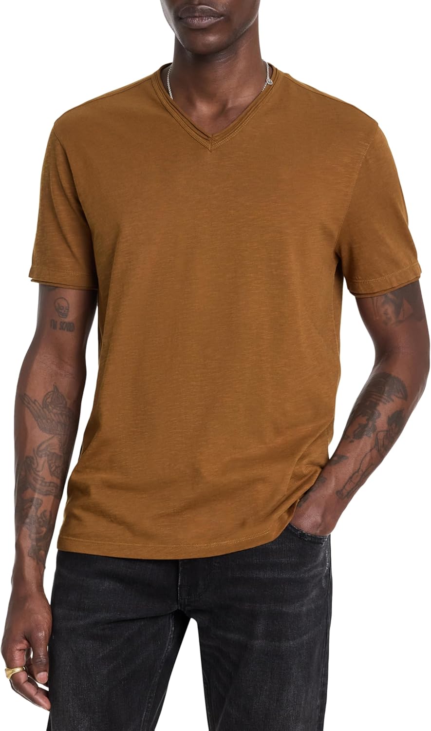 John Varvatos Mens Miles V-Neck Tee