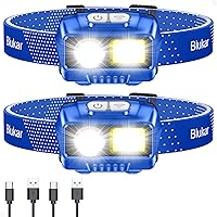Vista 10 de Blukar - Linterna frontal LED recargable, 2000 lúmenes, súper brillante, regulable, con sensor de movimiento - 8 modos, luz puntual y de inundación