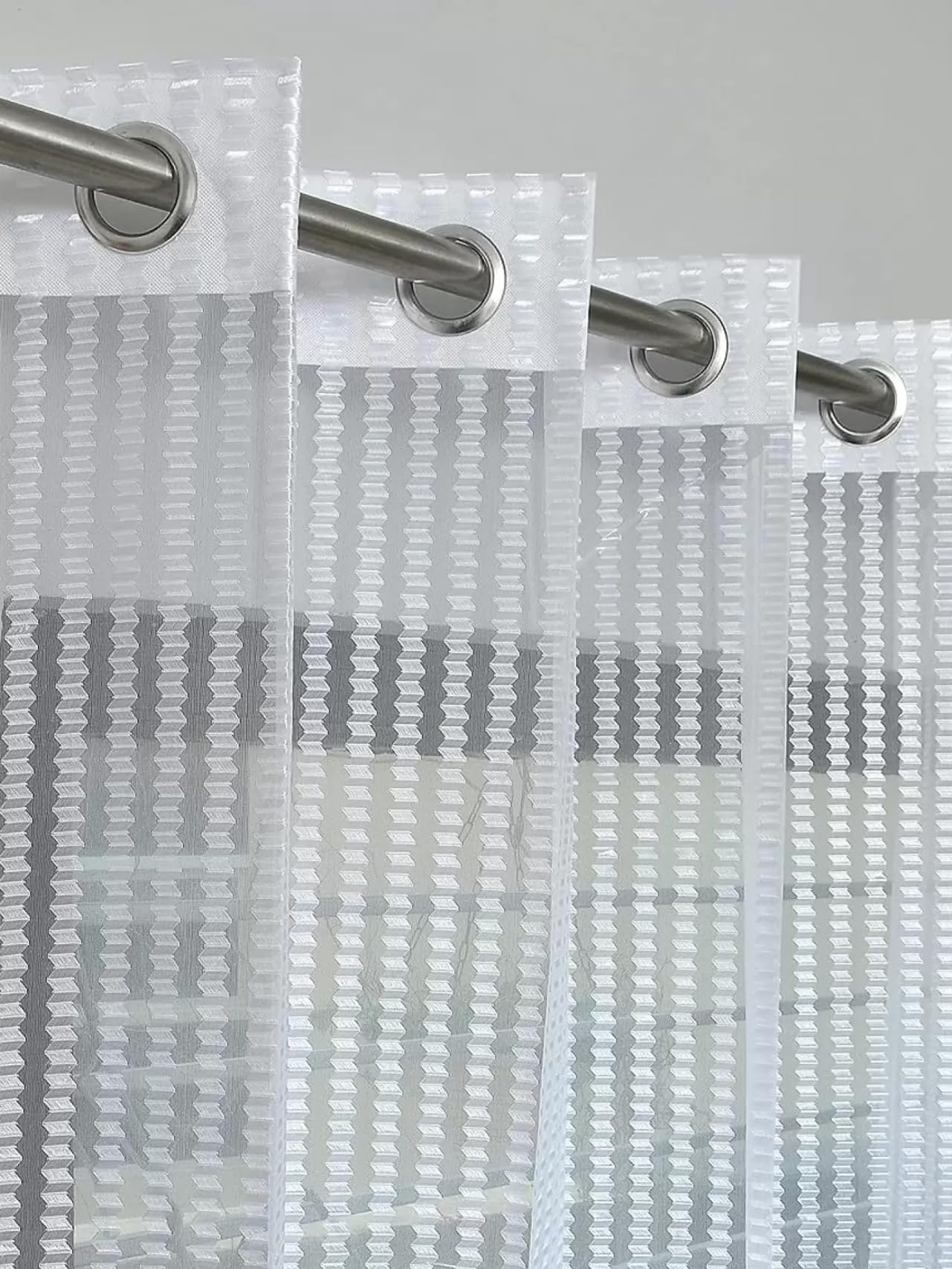 Polyester Transparent Sheer Net Grommet Long Door Curtains 9 feet Long Set of 2, White