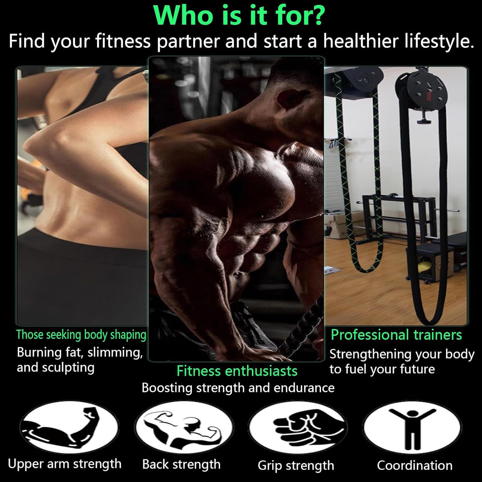 Genérico Entrena Dor De Poleas, Equipo De Gimnasio para Colgar Y Hacer Ejercicio, Sistema De Polea con Cable De Resistencia Ajustable, para Quienes Buscan Un Entrenamiento De Fuerza Progresivo