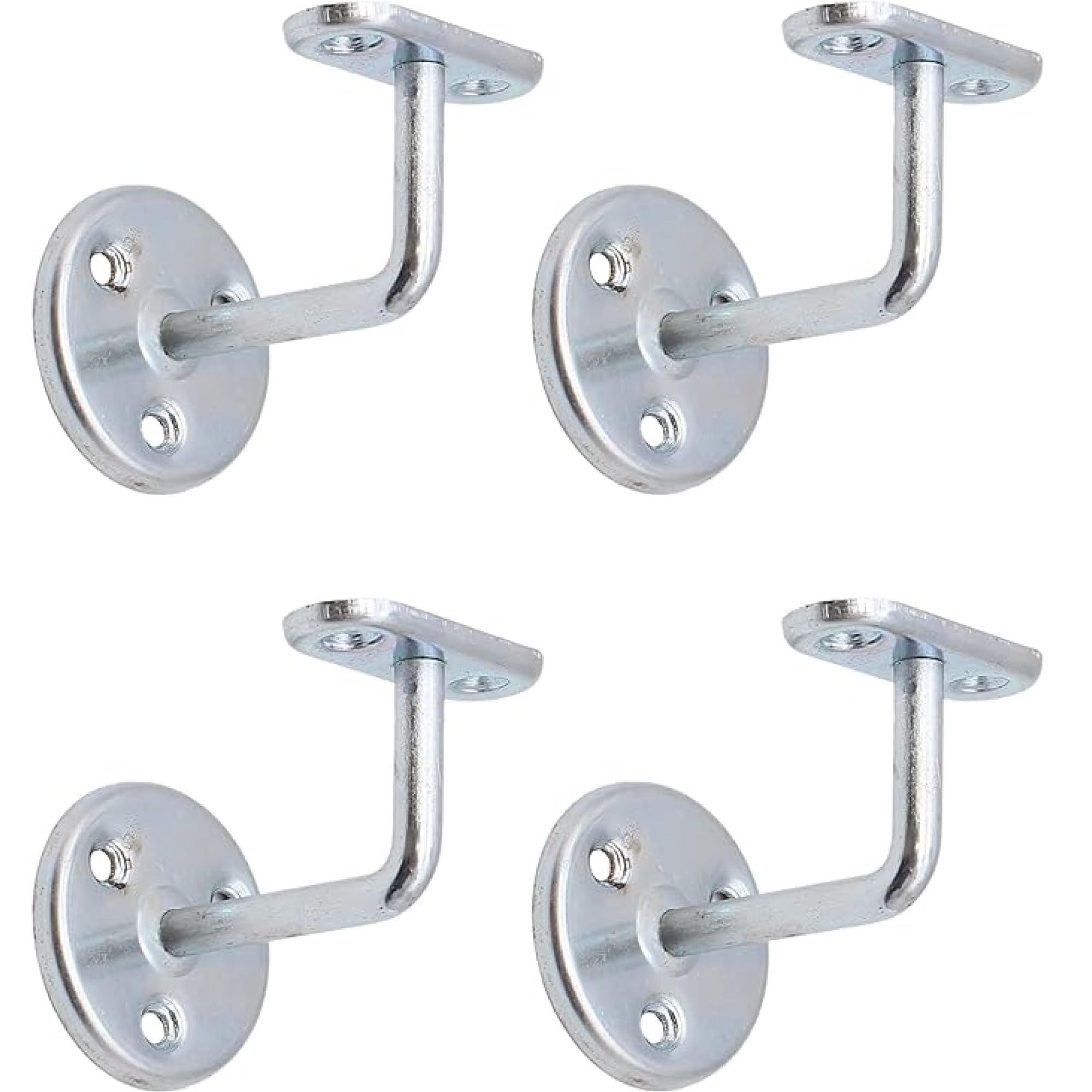 Zinc Plated Handrail Brackets for Stair Bannister Handrail Wood and Steel Handrail - Pack of 4