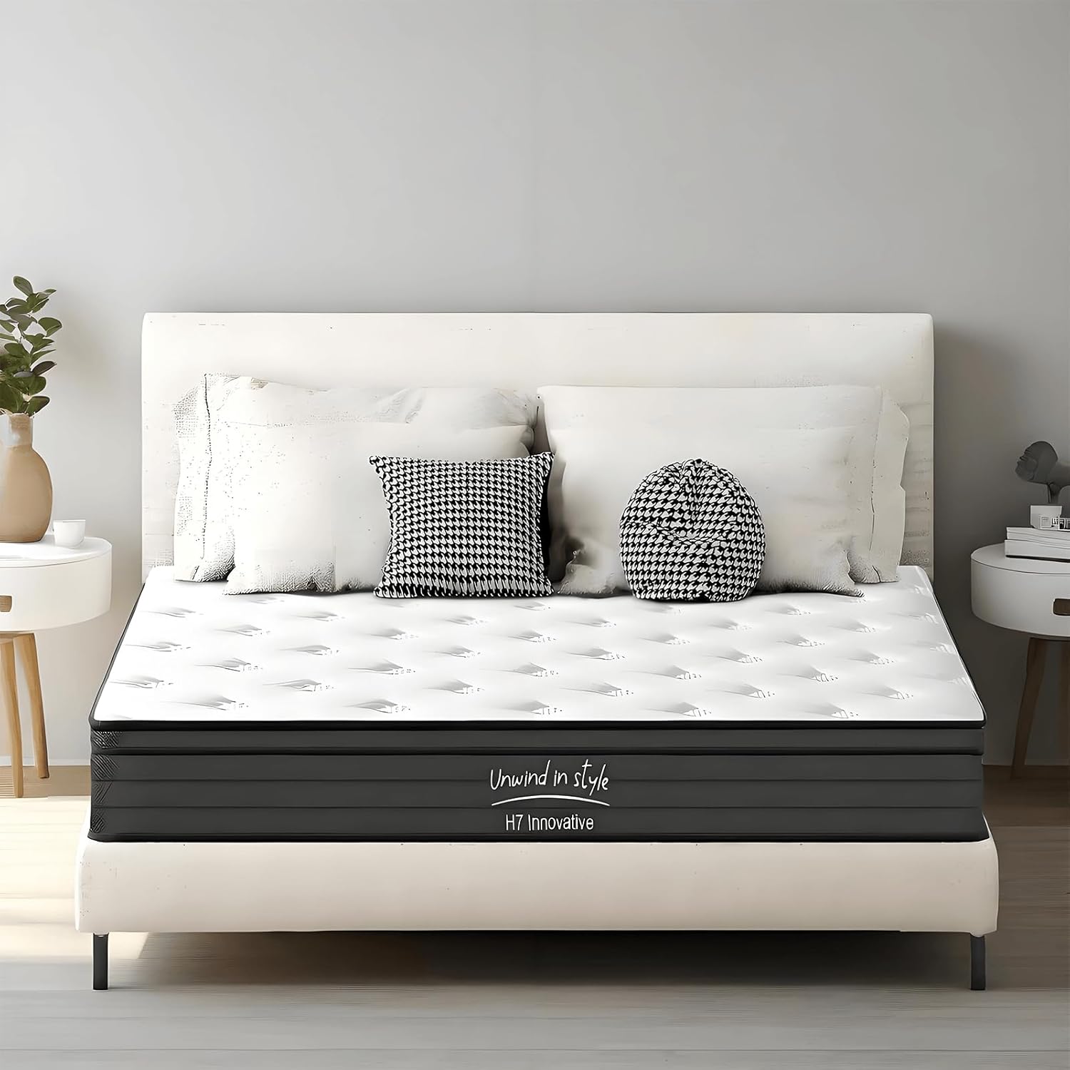 King Size Mattress, 12 Inch Hybrid Innerspring Mattresses in a Box | Medium Firm Feel Memory Foam and Individual Pocket Springs | Fiberglass Free | Breathable | CertiPUR-US