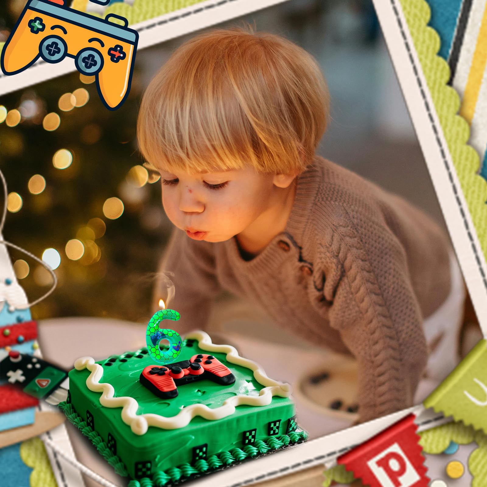 Candela Di Compleanno A Forma Di 7 Con Tema Videogioco Fort Battle - Candela In Cera Per Torta, Decorazione Festa Per Ragazzi - 3