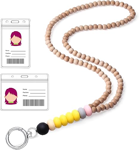 Miniatura 7 de Cordón para profesores con soporte de identificación, cordones para insignias de identificación, llaves para mujeres, lindo cordón de madera con