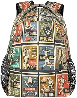 Mochilas para meninos e meninas jogador de beisebol mochila para laptop mochila escolar com vários bolsos bola mochila para viagem, caminhadas, acampamento, Multi, Medium, Mochilas Daypack