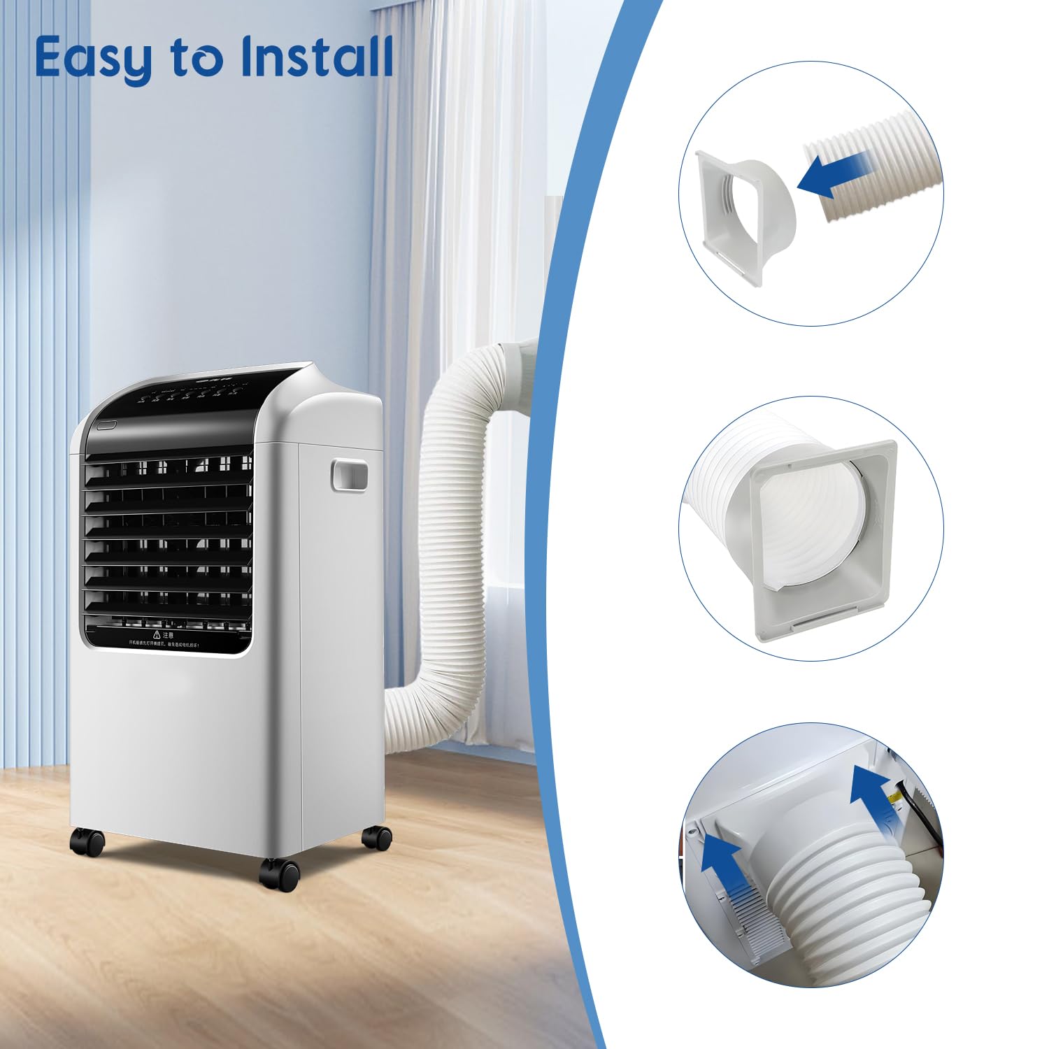 Accoppiatore Per Tubo di Scarico Per Condizionatore D'aria Portatile Adattatore Finestra Connettore Tubo Unità A/C Adattatore Per Finestra da Quadrato a Rotondo Porta,Adatto Diametro 150mm/5,9 pollici