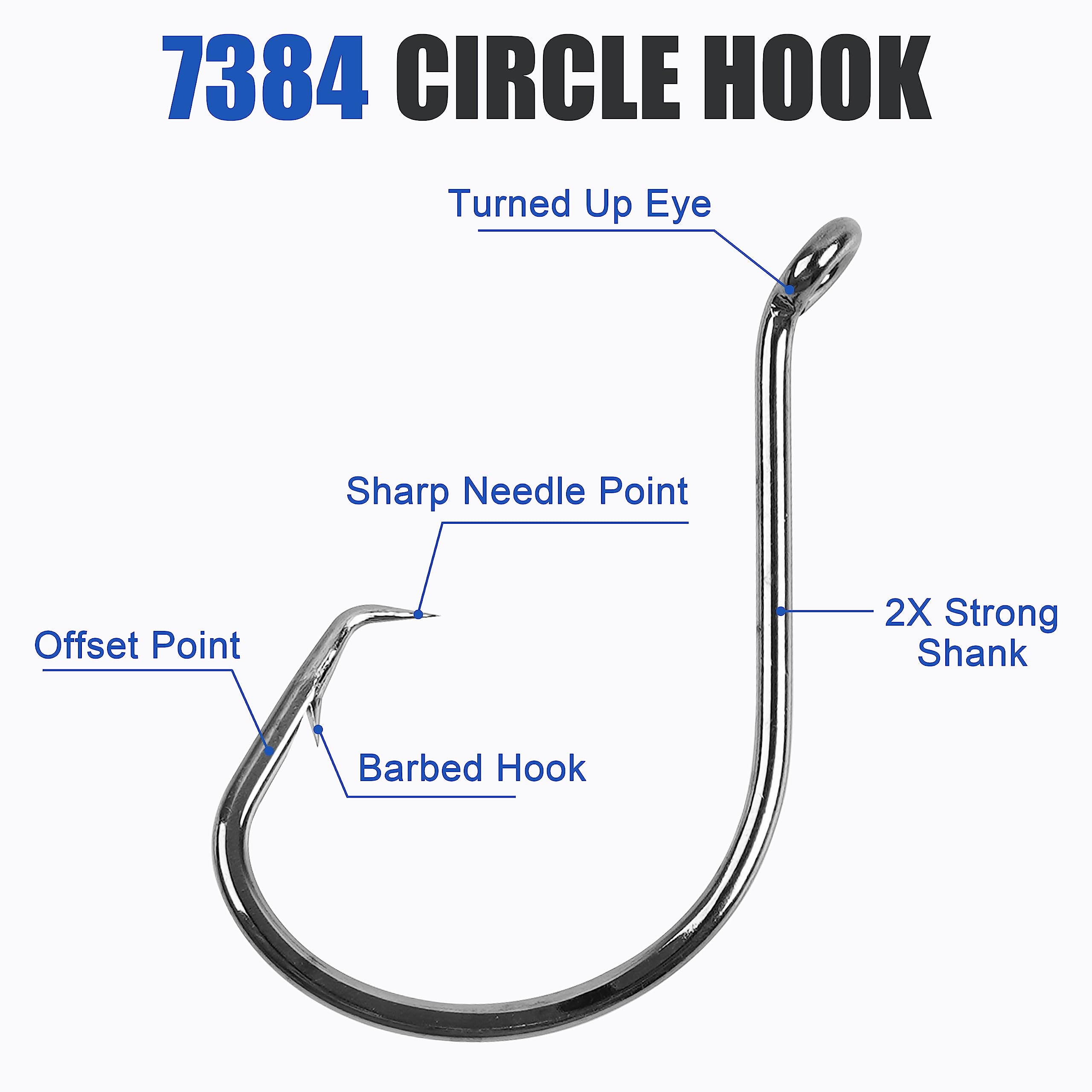 Circle Hooks Saltwater Fishing Hooks, 150pcs Octopus Hooks Offset Catfish Bass Fishing Hook High Carbon Steel Circle Hook for Saltwater Freshwater Size 10-10/0