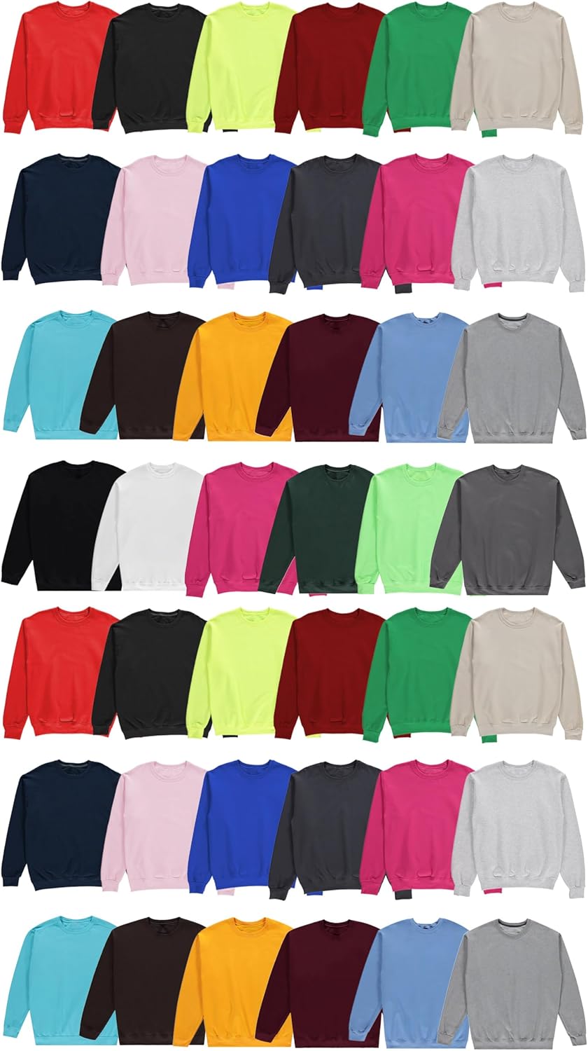 BILLIONHATS 36 Pack Mens Adult Crewneck Fleece Lined Pullover Sweatshirt Bulk, Men Sweatshirts, Homeless Shelter Donation