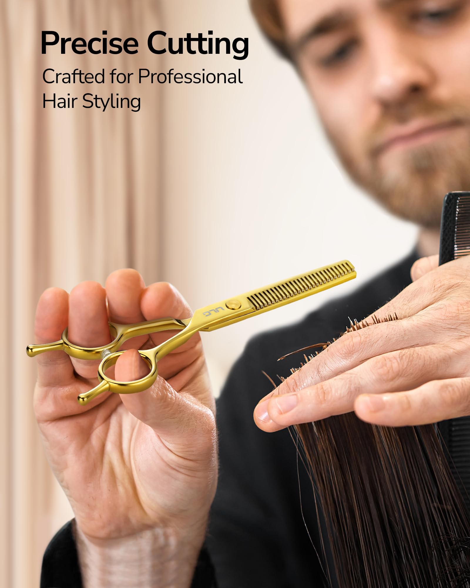 Tijeras profesionales texturizadoras y adelgazantes, tijeras de corte de cabello de 6.5 pulgadas, acero inoxidable japonés ultra afilado, mango ergonómico ambidiestro para peluqueros, estilistas 4