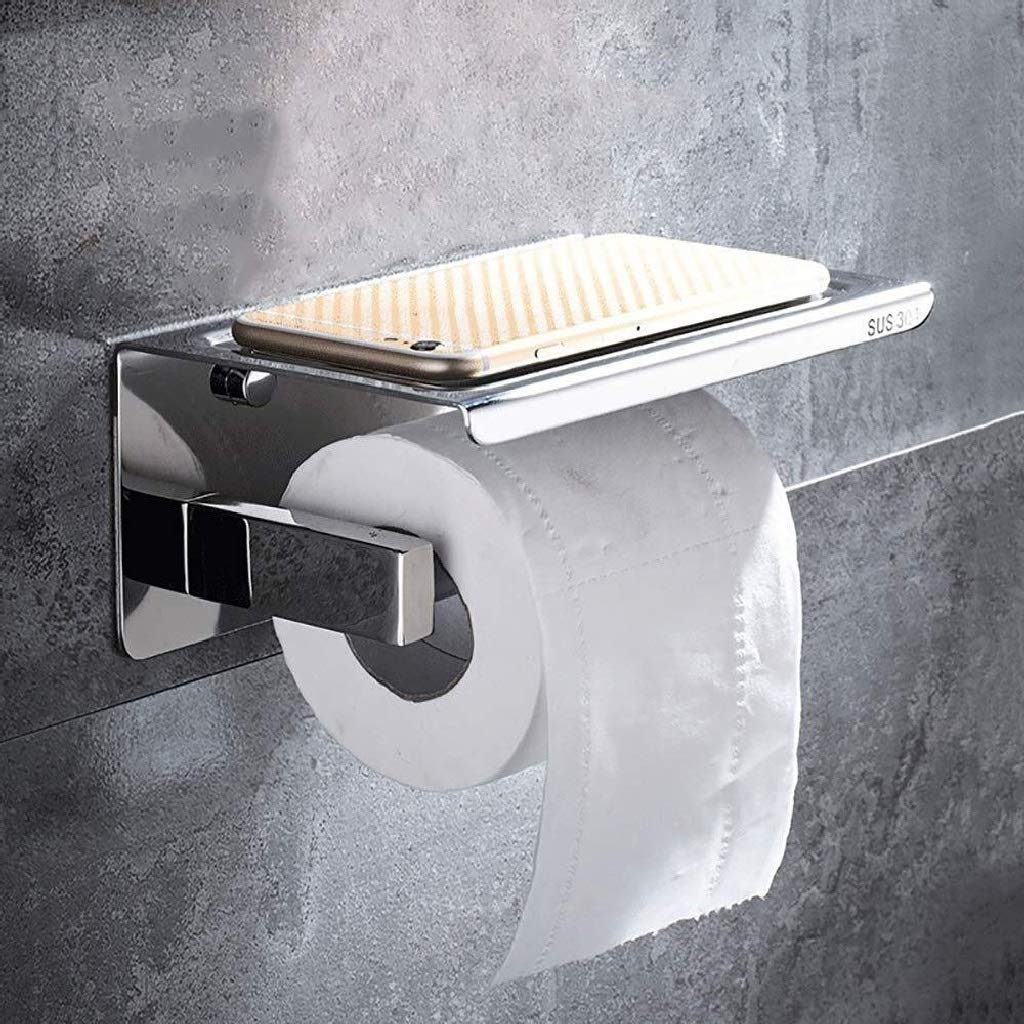 Stały uchwyt na papier toaletowy, Stainless Steel Toilet Paper Holder With Shelf Wall Mounted For Bathroom 190x115x94mm