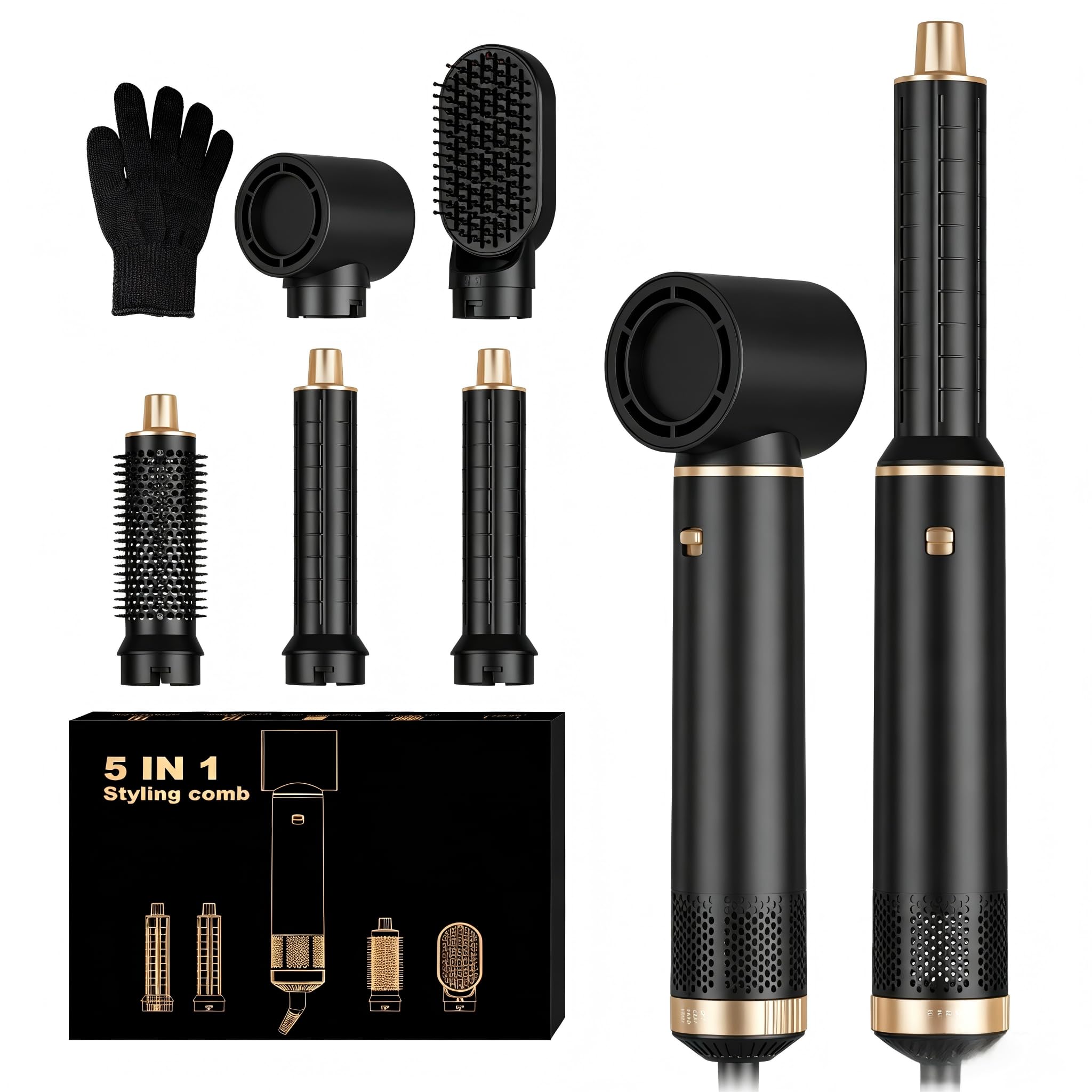 MogawaveCepillo Secador de Pelo Moldeador de Pelo 5 en 1,Airstyler, Automático de Rizado de Aire, Hair Styler, Dar Volumen, Doblar, Suavizar, Secar el Cabello