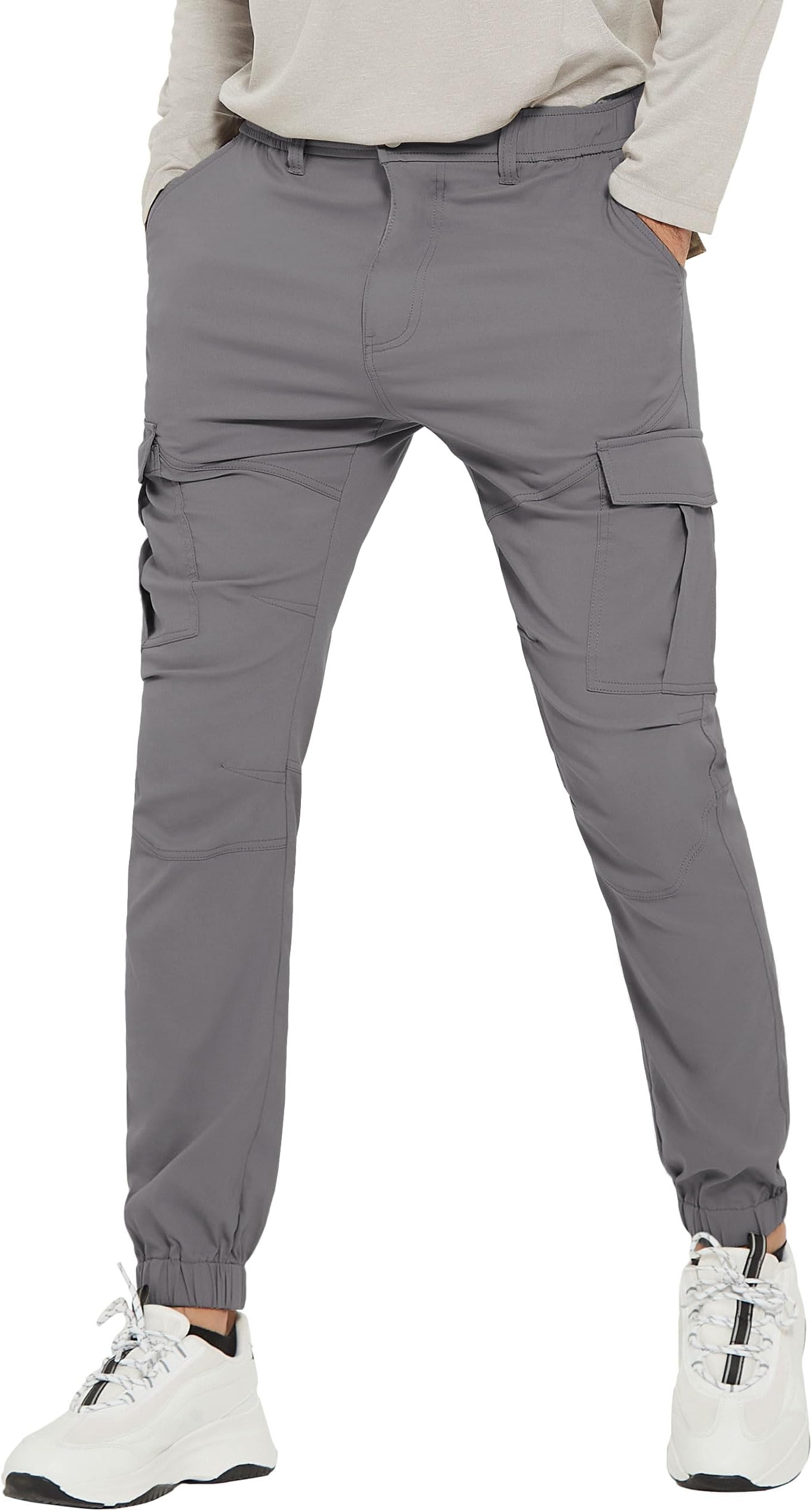 Men's Cargo Pants, Tapered Hiking Joggers, 4-Way Stretch Water Resistant Quick Dry Breathable Lightweight 28/30/32/34''