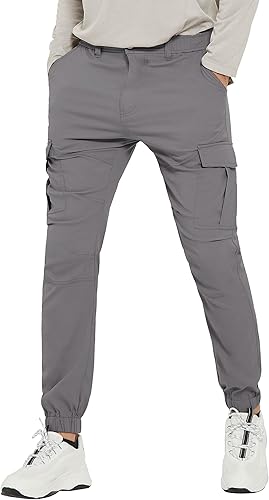 PULI Pantalones cargo para hombre, pantalones deportivos de senderismo cónicos, elásticos en 4 direcciones, resistentes al agua, de secado rápido,