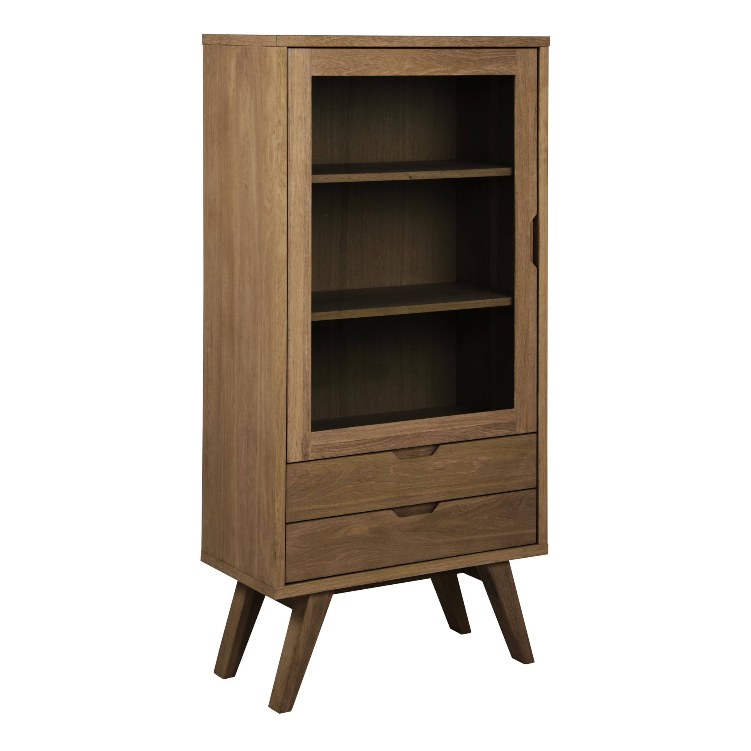 Furniture To Go | A- Line, Smoked Oak, Display Cabinet with 2 Drawers and 2 Shelves