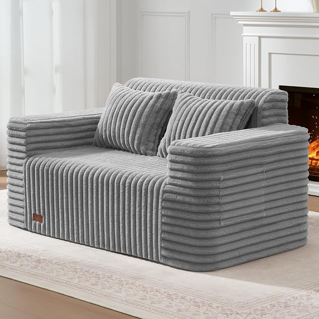 ZurNesfure Canapé Couch Cloud, Memory Mousse Couch with Oreiller No Assemblage Required, Modern Couch avec assise profonde et housse amovible Lavable Canapés sans os pour le salon (Grey, Loveseater)