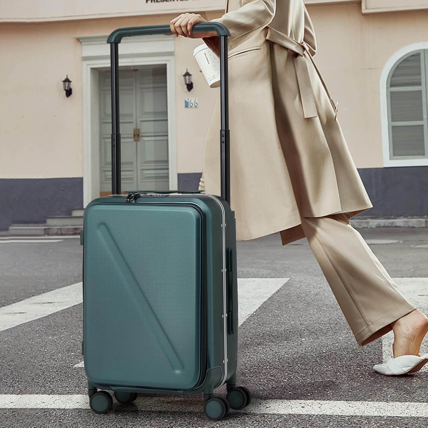 MILADA Hard Shell Suitcases Airline Approved Carry On Luggage 22x14x9 TSA Approved Suite Case with Wheels Travel Luggage Wide Handle 20 Inch Suitcase for Women Man,Blackish Green - Image 9