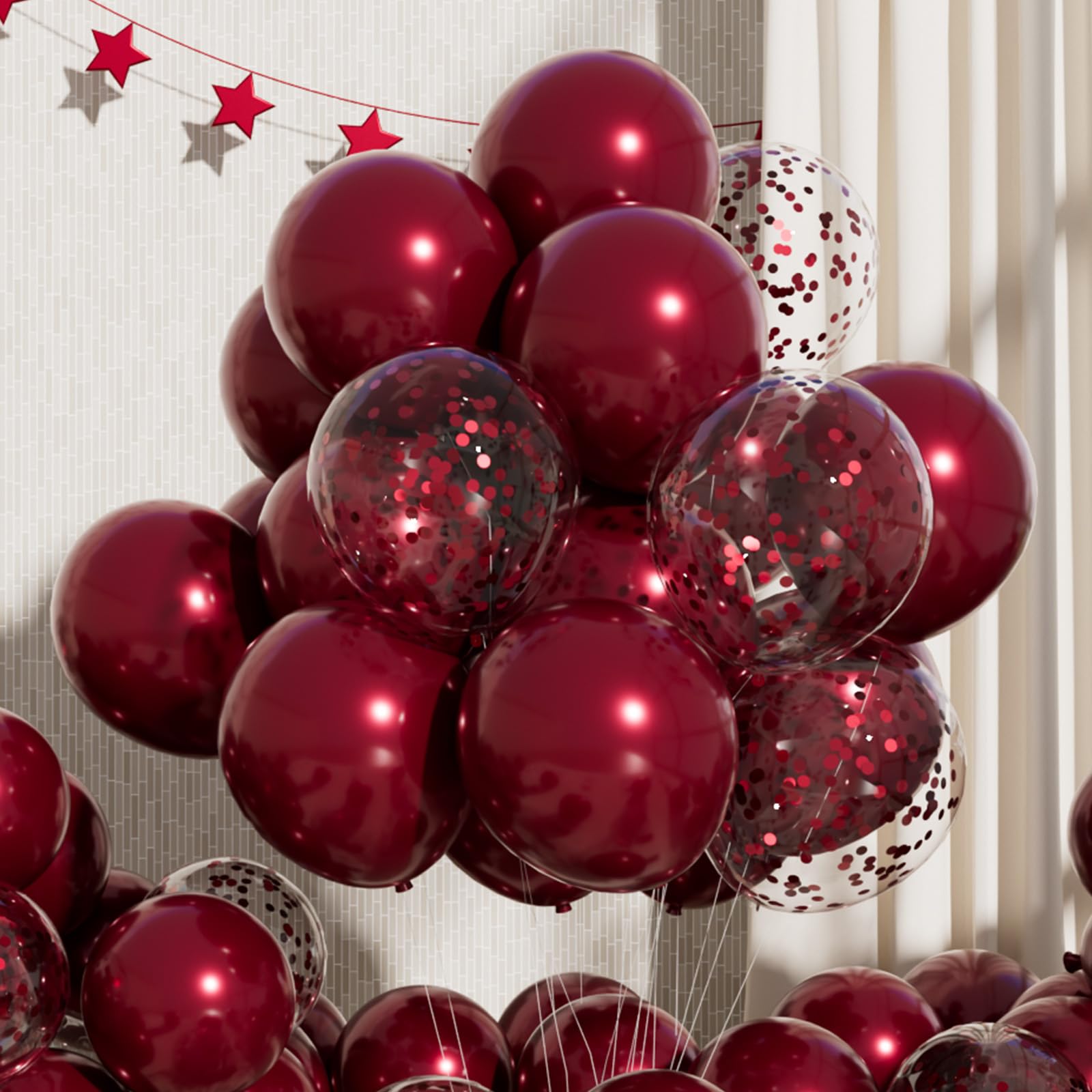 RainbowQ Party 55PCS Burgundy Balloons with Confetti, 12 Inch Latex Balloon Helium for Anniversary Birthday Wedding Graduation Party Decorations
