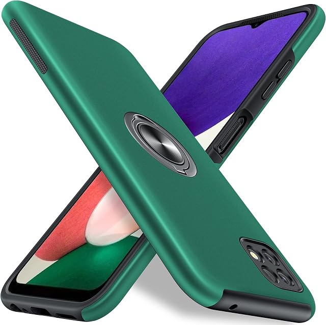 AOUIA Designed for Samsung Galaxy A22 5G Case, Slim Tough Rugged Shockproof Protective Case with Magnetic Ring Kickstand for Samsung Galaxy A22 5G, Green